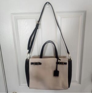 Kate Spade Holden Street Lanie Two-Tone Navy Blue Cream Satchel Crossbody Tassel